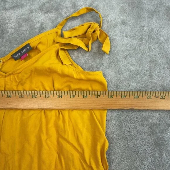 Vince Camuto Womens Yellow Ruffle Hem Jumpsuit S 100% Rayon NWT 6136 - Picture 7 of 8